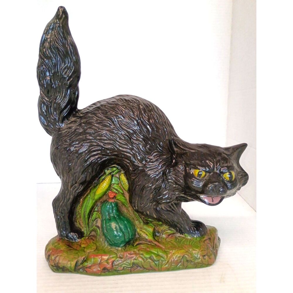 Black Cat hand painted • Fall Decor • Garden Art • witchy  halloween cottagecore